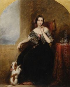 Mrs. Horace Marryat With Her Pet Spaniel by Richard Buckner