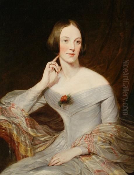 Portrait Of A Young Lady In A Grey Dress - view 1