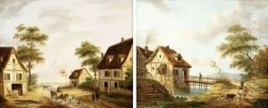 La Rentree Du Troupeau - Vue De Village Sur Leurs by Philippe Budelot