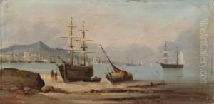 Bateaux Sur La Greve Dans Un Port Mediterraneen by A. Budin