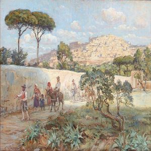 Muren Ved Kloster St.
Nicolo Pa Sicilien, I Baggrunden Agrigento by Carl Budtz-Moller