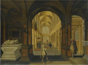 A Church Interior With Cavaliers In The Foreground by Jan Jansz. Buesem