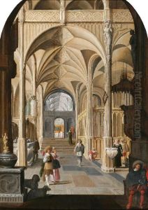 Some Figures In Achurch Interior by Jan Jansz. Buesem