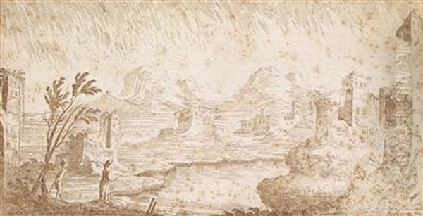A Phantastic Landscape With A Shepherd At A Pond - view 1