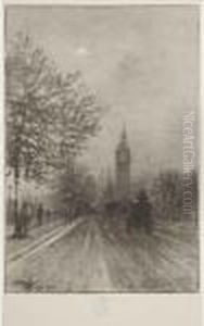 The Embankment, Westminster by Felix-Hilaire Buhot
