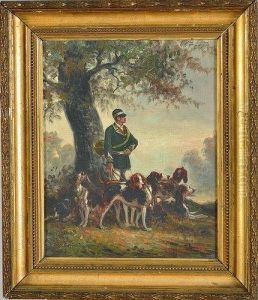 chasseur Et Chiens De Meute by Emile Bujon