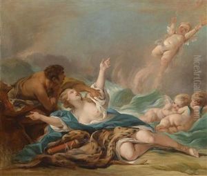 Mythological Scene With Huntress By The Sea by Vlaho Bukovac