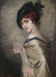 Portraitof A Young Lady As Half Length Figure. by Kamila Bukowska