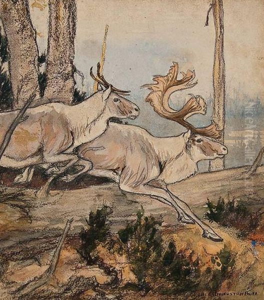 Two Running Moose - view 1