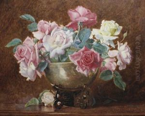 A Still Life Of Roses In A Bowl by George Lawrence Bulleid