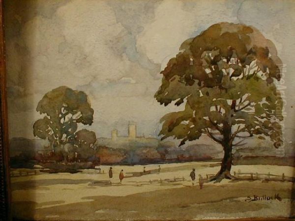 A Landscape Watercolour With A View Of Lincoln Cathedral In The Distance - view 1