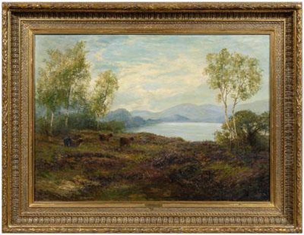Highland Lake With Cows - view 1