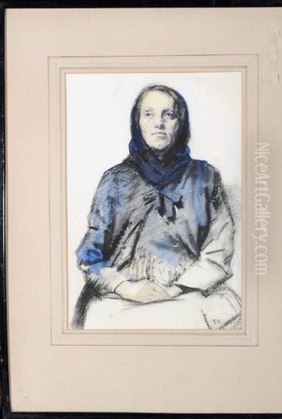A Half-length Study Of A Woman With A Head Scarf - view 1