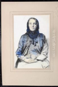 A Half-length Study Of A Woman With A Head Scarf