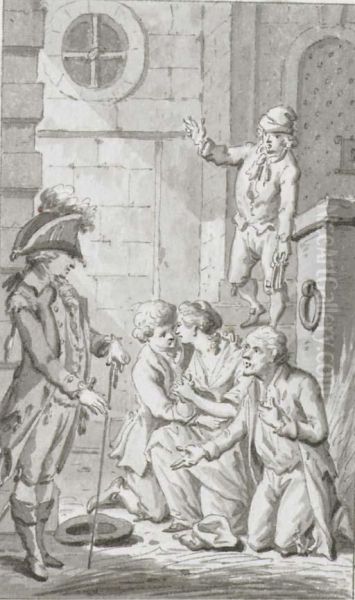 Two Gentlemen Greeting One Another In An Elegant Interior; Beggarsbefore An Elegant Officer; Putti Before An Altar To Minerva Withsymbols Of Navigation, A Harbour Scene Beyond; And A Hero Withthree Allegorical Figures, Apollo In The Sky Beyond - view 1