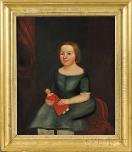 Portrait Of A Young Girl Holding A Doll. by Horace Bundy
