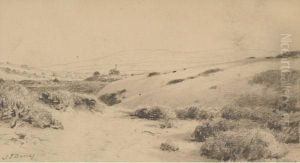 Hilly Landscape With Homestead In The Distance by John Elwood Bundy