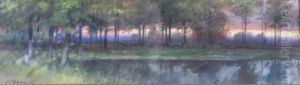 Depicting A Woodedpond At Day's End by John Elwood Bundy