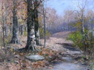 Wooded Landscape With Creek by John Elwood Bundy