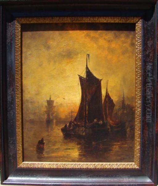 European Twilight Marine View With Boats In A Harbor - view 1