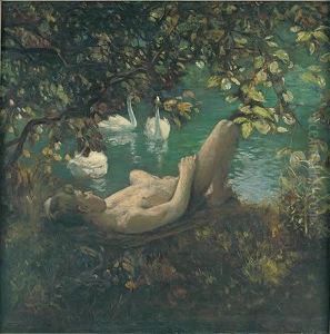 Boy And Swan by Rupert Ch. Wulsten Bunny