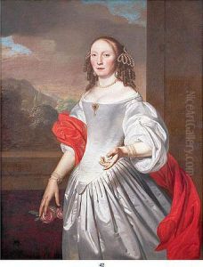 Retrato De Dama Con Vestido De Seda Gris by Joannes Buns