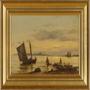 Coastal Scene With Fishermen by Carl Buntzen