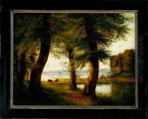Grazing Cattle In A Glade by Heinrich Buntzen
