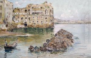 An Italian Town On The Water's Edge by Eugenio Buono
