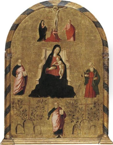 The Madonna And Child Enthroned With The Crucifixion And Saints Peter, Andrew And Paul, Together With The Insignia Of Monte Oliveto Maggiore - view 1