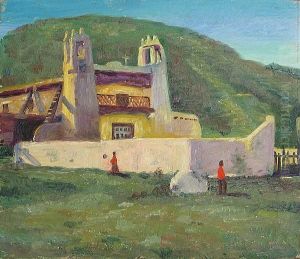 Old Mission Indian Church, San Felipe, Newmexico by Elbridge Ayer Burbank