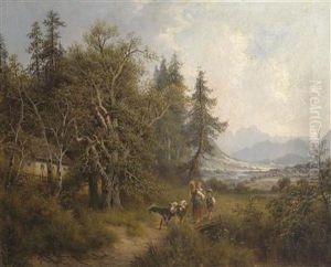 Scene Of The Salzkammergut, View Of Thetraunthal by Josef, Jacob Burgaritzky
