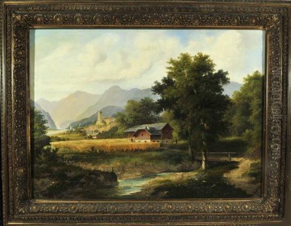 Haus Am Fluss In Weiter Berglandschaft - view 1