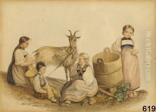 Scena Con Bambine E Capretta - view 1