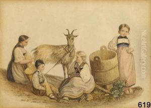 Scena Con Bambine E Capretta by Daniel David Burgdorfer