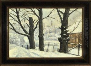 Winterlicher Weg Mit Blick Auf Die Burg Von Kronberg Im Taunus