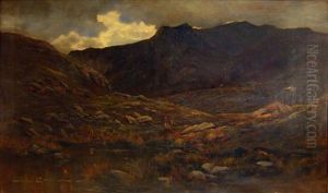 Figures In A Rocky Landscape by E. Burger