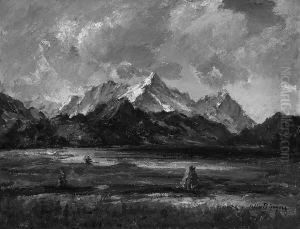 "blick Auf Die Alpspitze". Sign., Rucks. Bez. Ol Auf Lwd. 50 X 64,5 Cm. Rahmen by Felix Burgers