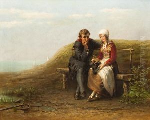 Tete-a-tete In Dendunen by Hendricus-Jacobus Burgers
