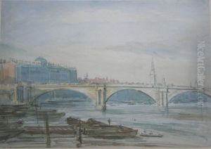 Somerset House And Waterloo Bridge From Victoria Embankent by Henry William Burgess