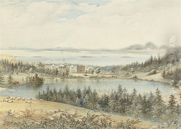 Mount Stewart And Strangford Lough With The Mountains Of Morne In The Distance - view 1