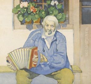 Alter Mann Mit Ziehharmonika by Max Alfred Buri
