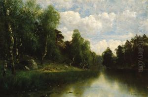 River In The Summer by Fedor Karlovich Burkhardt