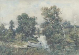River Landscape With Boater