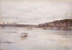 Rowing Boat On The Volga by Fedor Karlovich Burkhardt