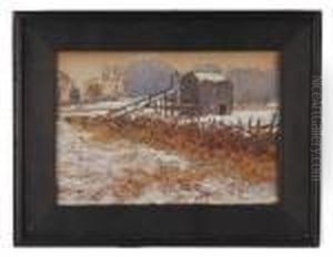 Barn In Earlywinter Landscape. by Sydney Richmond Burleigh