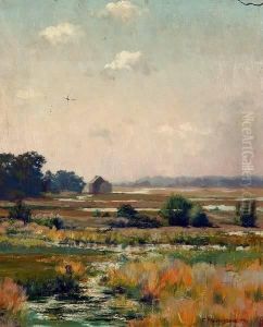 Landscape With Building In Distance by Charles Albert Burlingame
