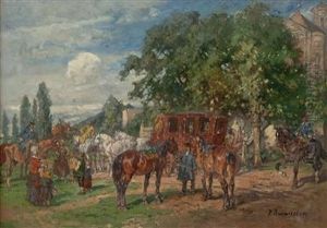 Vornehmer Besuch Auf Dem Kirchenplatz by Paul Burmeister