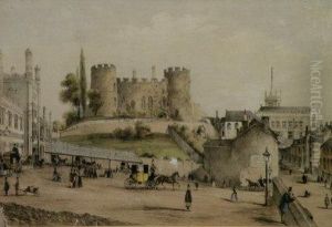 A View Of Shrewsbury Railway Station And Castle by Henry Burn
