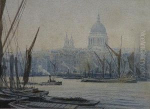 'st Paul's From Bankside, London' by Victor Wyatt Burnand
